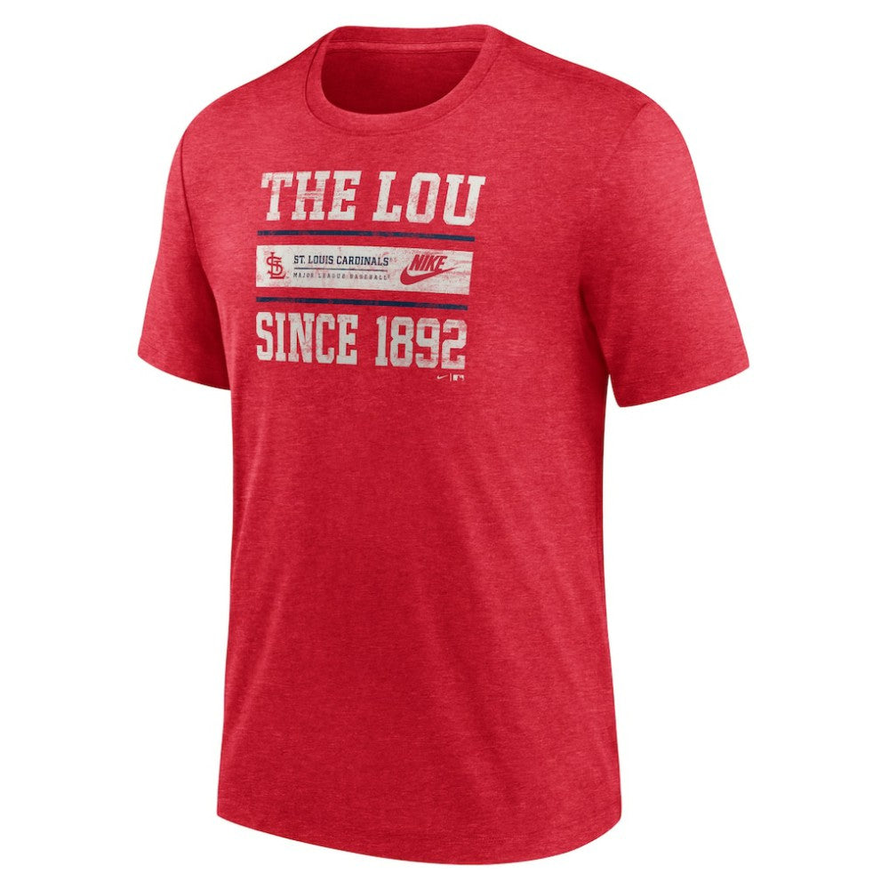 St. Louis Cardinals Cooperstown Collection Local Stack Tri-Blend T-Shirt - Heather Red | Nike