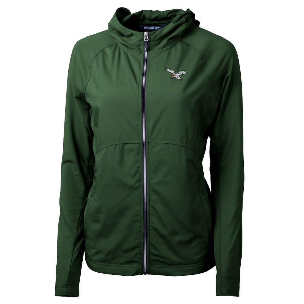 Philadelphia Eagles Cutter & Buck Women's Gridiron Classics Logo Adapt Eco Knit Hybrid Recycled Full-Zip Hoodie - Hunter Green sale