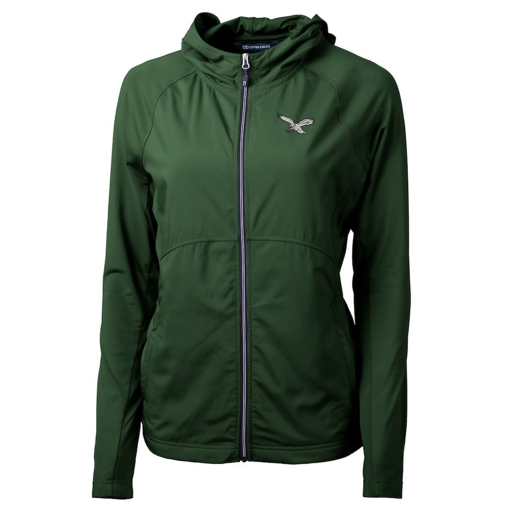 Philadelphia Eagles Cutter & Buck Women's Gridiron Classics Logo Adapt Eco Knit Hybrid Recycled Full-Zip Hoodie - Hunter Green sale