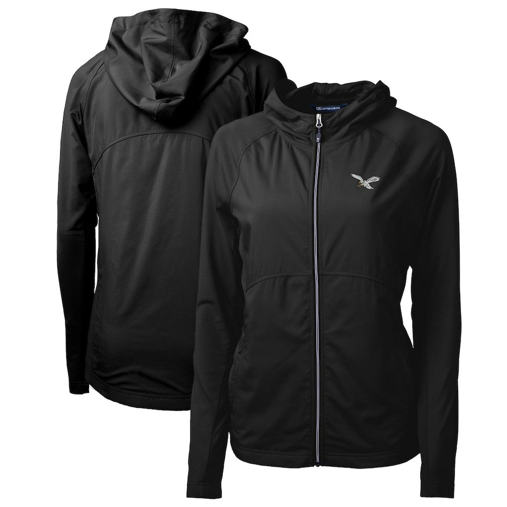 Philadelphia Eagles Cutter & Buck Women's Gridiron Classics Logo Adapt Eco Knit Hybrid Recycled Full-Zip Hoodie - Black discount