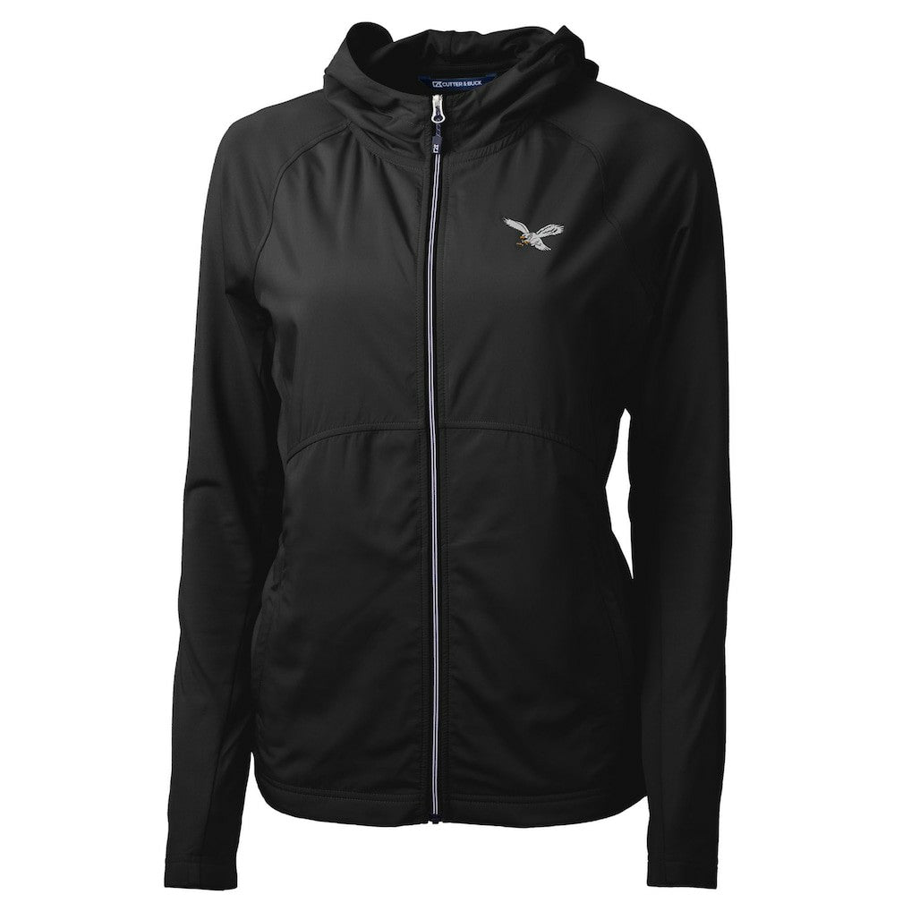 Philadelphia Eagles Cutter & Buck Women's Gridiron Classics Logo Adapt Eco Knit Hybrid Recycled Full-Zip Hoodie - Black discount