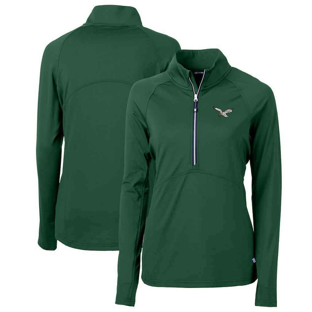 Philadelphia Eagles Cutter & Buck Women's Gridiron Classics Logo Adapt Eco Knit Stretch Recycled Half-Zip Pullover Top - Green sale