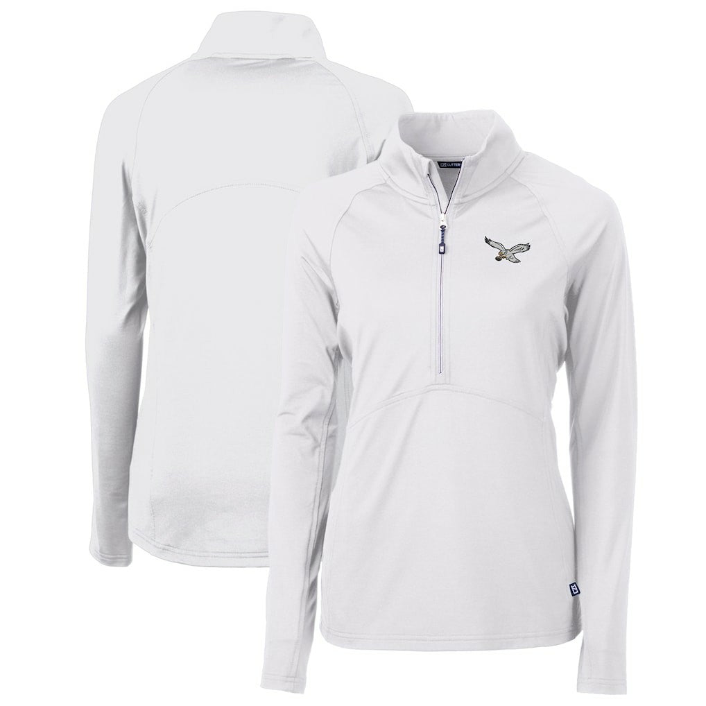 Philadelphia Eagles Cutter & Buck Women's Gridiron Classics Logo Adapt Eco Knit Stretch Recycled Half-Zip Pullover Top - White discount