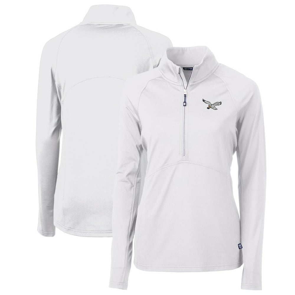 Philadelphia Eagles Cutter & Buck Women's Gridiron Classics Logo Adapt Eco Knit Stretch Recycled Half-Zip Pullover Top - White discount