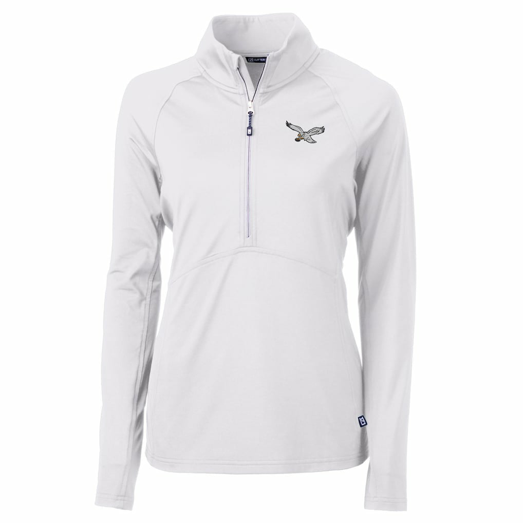 Philadelphia Eagles Cutter & Buck Women's Gridiron Classics Logo Adapt Eco Knit Stretch Recycled Half-Zip Pullover Top - White discount