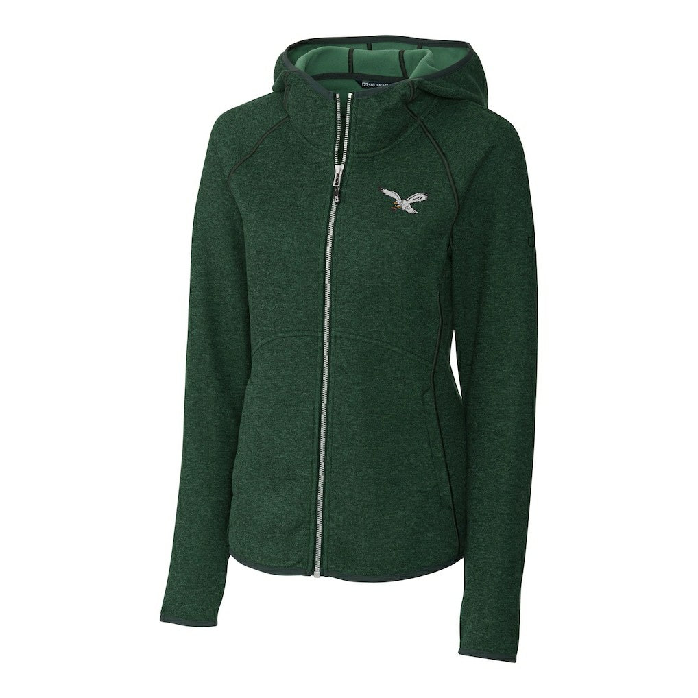 Philadelphia Eagles Cutter & Buck Women's Gridiron Classics Logo Mainsail Sweater-Knit Full-Zip Hoodie - Green sale