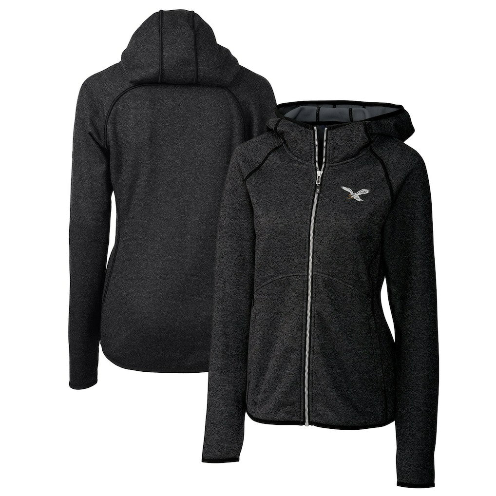 Philadelphia Eagles Cutter & Buck Women's Gridiron Classics Logo Mainsail Sweater-Knit Full-Zip Hoodie - Heather Charcoal cheap