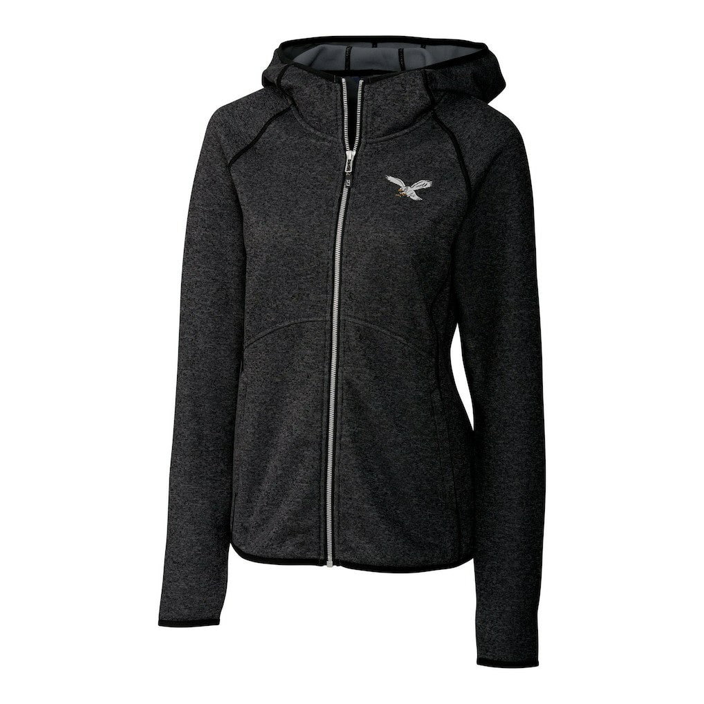 Philadelphia Eagles Cutter & Buck Women's Gridiron Classics Logo Mainsail Sweater-Knit Full-Zip Hoodie - Heather Charcoal cheap