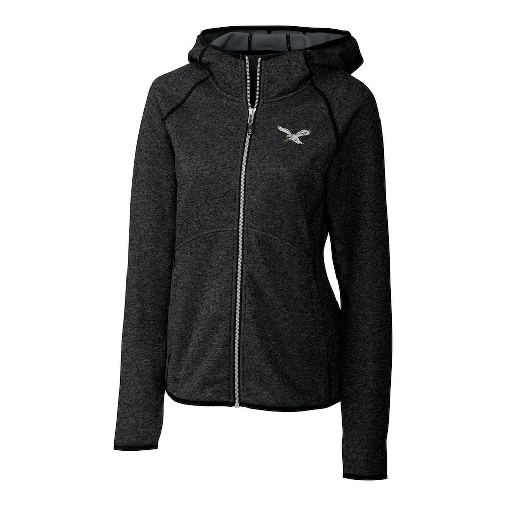 Philadelphia Eagles Cutter & Buck Women's Gridiron Classics Logo Mainsail Sweater-Knit Full-Zip Hoodie - Heather Charcoal cheap
