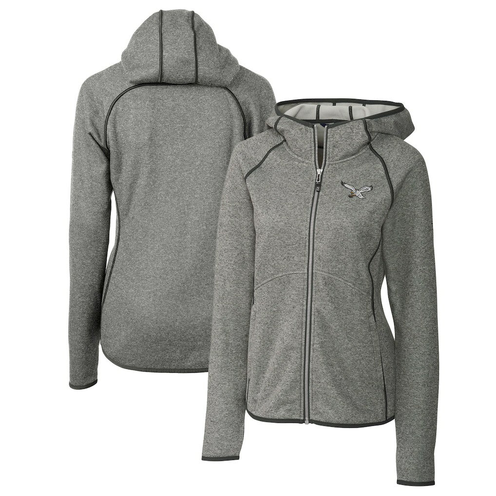 Philadelphia Eagles Cutter & Buck Women's Gridiron Classics Logo Mainsail Sweater-Knit Full-Zip Hoodie - Heather Gray online