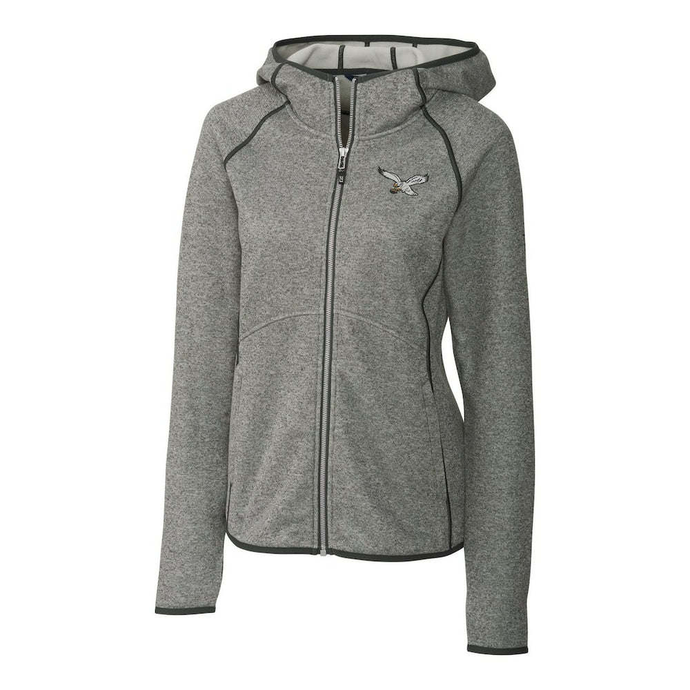 Philadelphia Eagles Cutter & Buck Women's Gridiron Classics Logo Mainsail Sweater-Knit Full-Zip Hoodie - Heather Gray online
