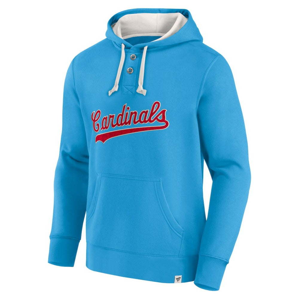 St. Louis Cardinals Light Blue Plan for Adversity Henley Fleece Pullover Hoodie