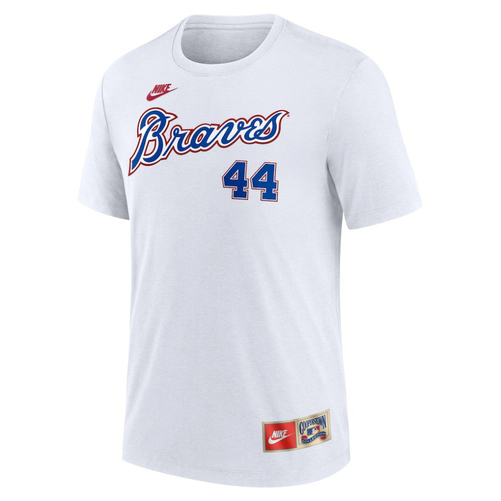 Hank Aaron Atlanta Braves Cooperstown Collection Tri-Blend Name & Number T-Shirt - White | Nike