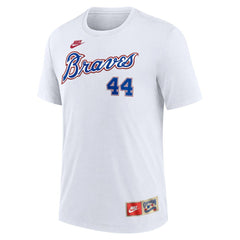 Hank Aaron Atlanta Braves Cooperstown Collection Tri-Blend Name & Number T-Shirt - White | Nike