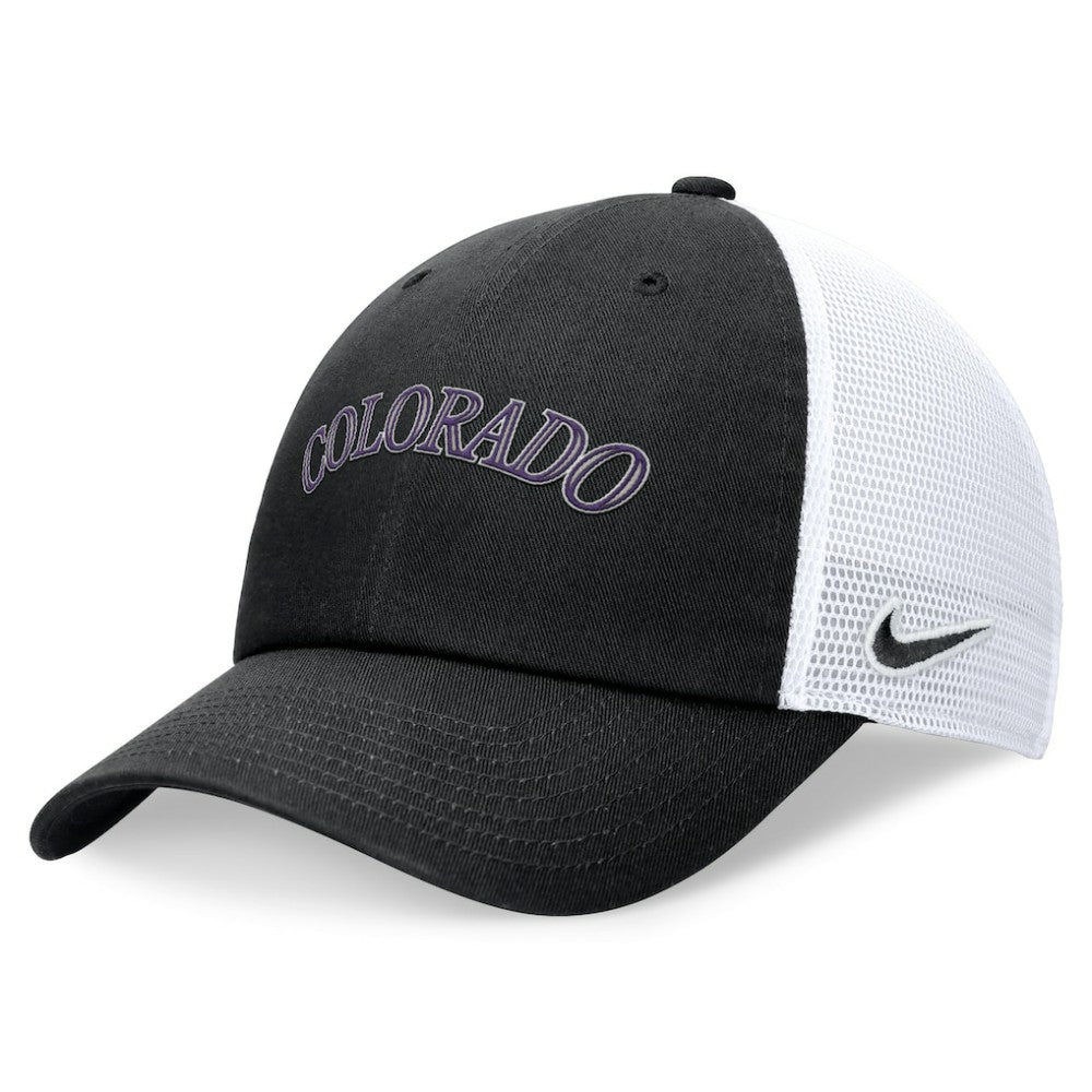 Colorado Rockies Wordmark Adjustable Trucker Hat - Black | Nike