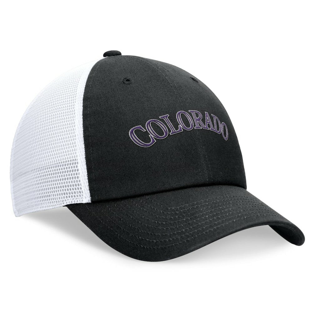 Colorado Rockies Wordmark Adjustable Trucker Hat - Black | Nike