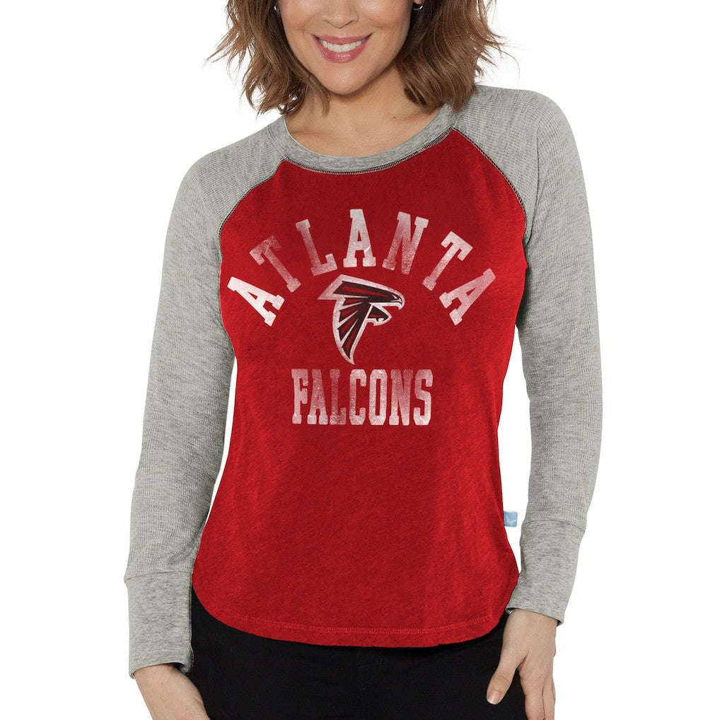 Atlanta Falcons G-III 4Her by Carl Banks Women's Waffle Knit Raglan Long Sleeve T-Shirt - Red/Heather Gray sale