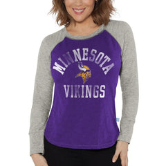 Minnesota Vikings G-III 4Her by Carl Banks Women's Waffle Knit Raglan Long Sleeve T-Shirt - Purple/Heather Gray outlet