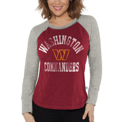 Washington Commanders G-III 4Her by Carl Banks Women's Waffle Knit Raglan Long Sleeve T-Shirt - Burgundy/Heather Gray discount