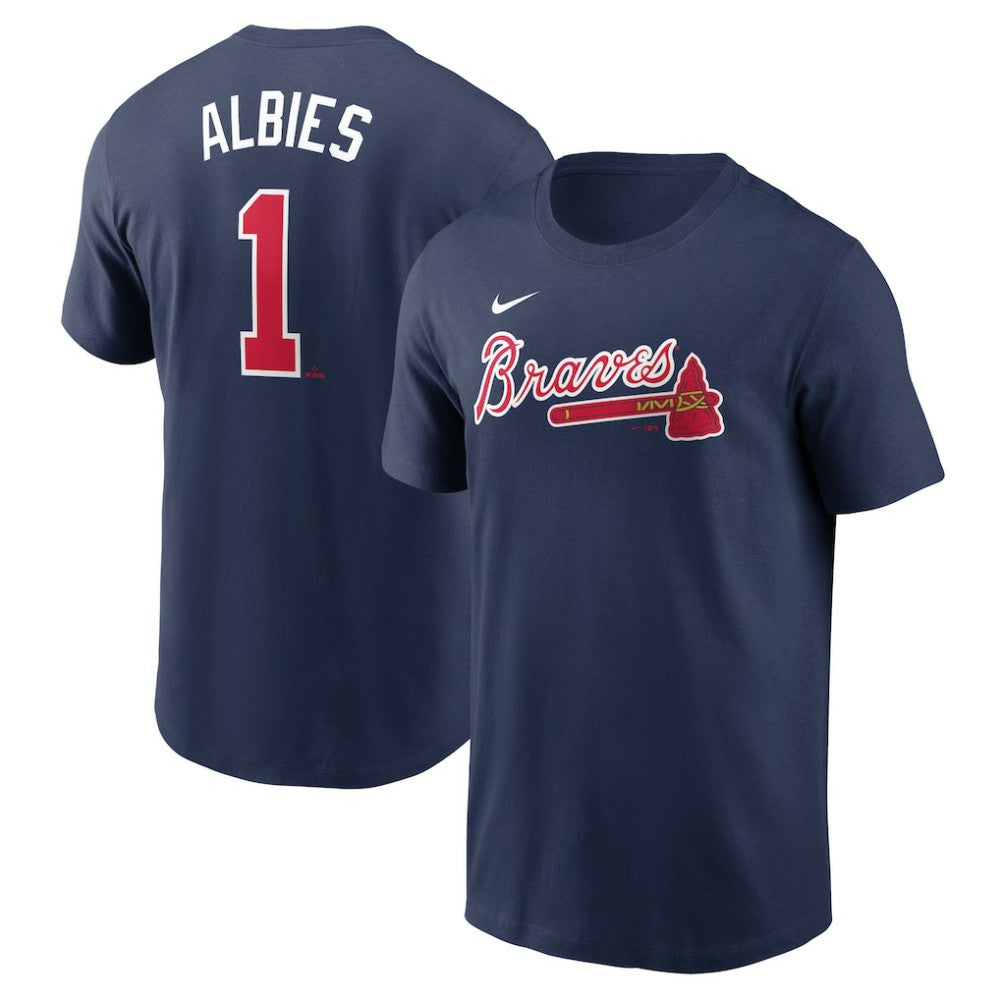 Ozzie Albies Atlanta Braves Fuse Name & Number T-Shirt - Navy | Nike