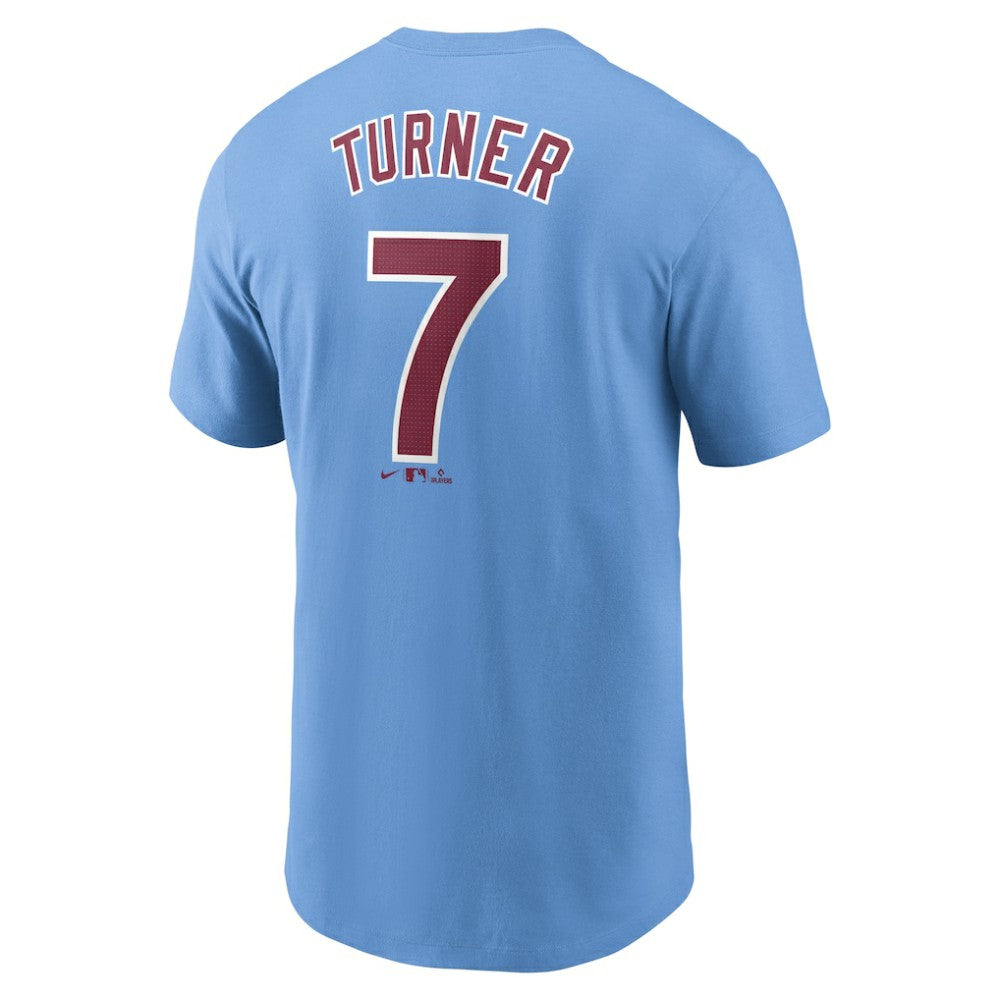 Trea Turner Philadelphia Phillies Fuse Name & Number T-Shirt - Light Blue | Nike