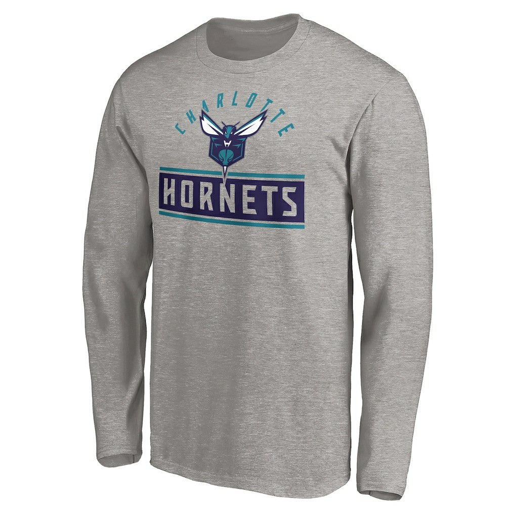Charlotte Hornets Team Arch Knockout Long Sleeve T-Shirt - Heather Gray on sale
