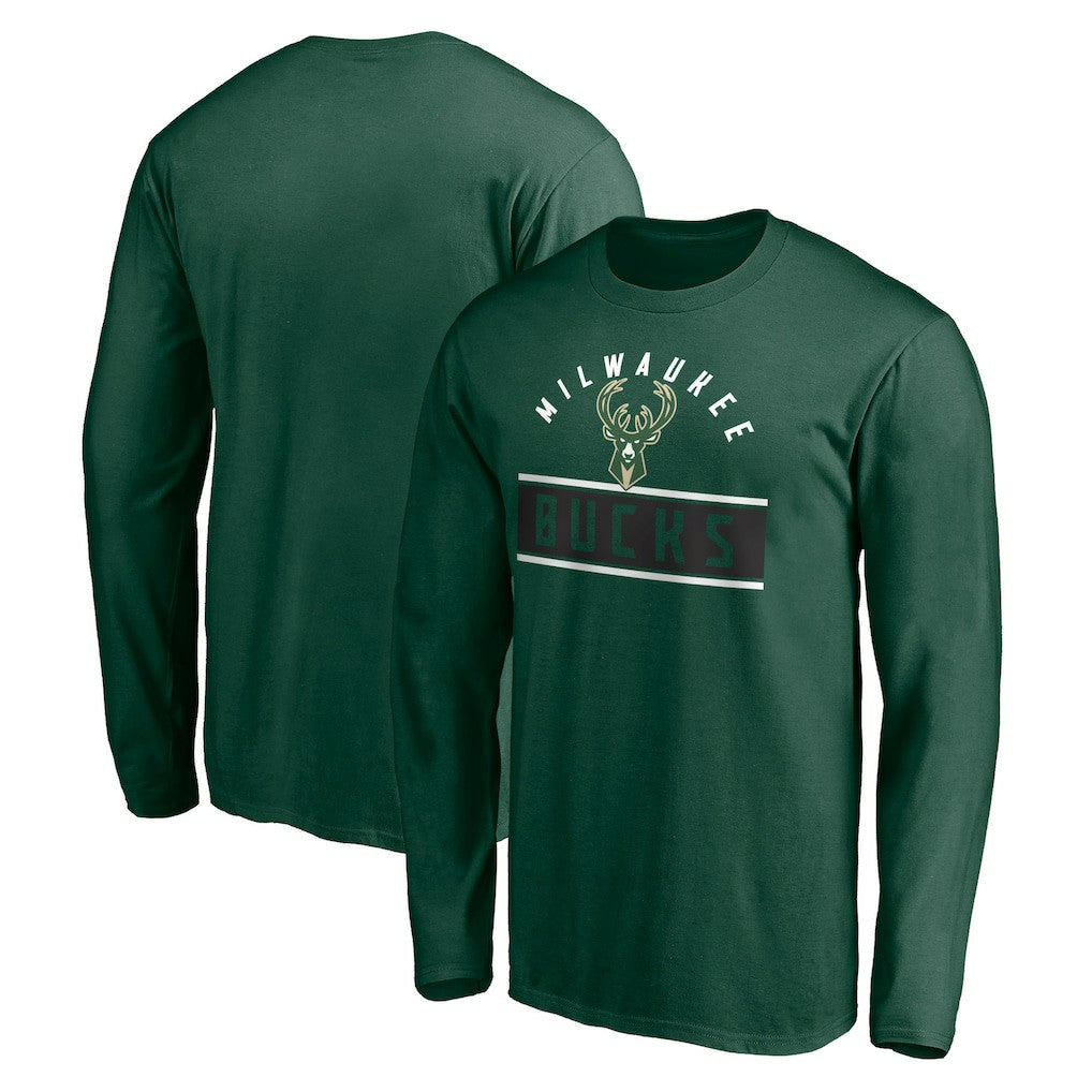 Milwaukee Bucks Team Arch Knockout Long Sleeve T-Shirt - Hunter Green shop