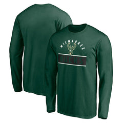 Milwaukee Bucks Team Arch Knockout Long Sleeve T-Shirt - Hunter Green shop
