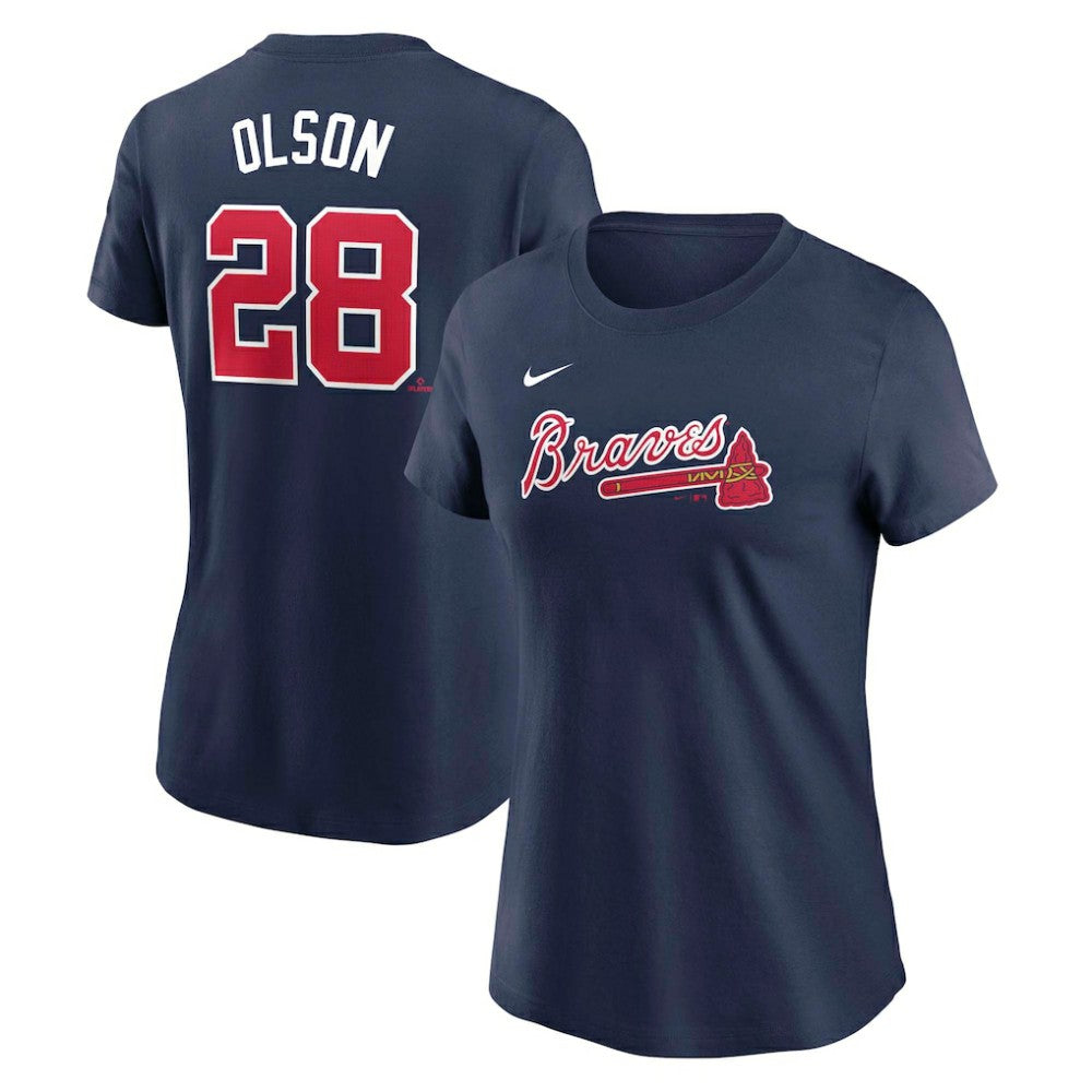 Matt Olson Atlanta Braves Women's Cooperstown Collection Fuse Name & Number T-Shirt - Navy | Nike