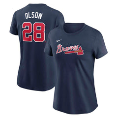 Matt Olson Atlanta Braves Women's Cooperstown Collection Fuse Name & Number T-Shirt - Navy | Nike