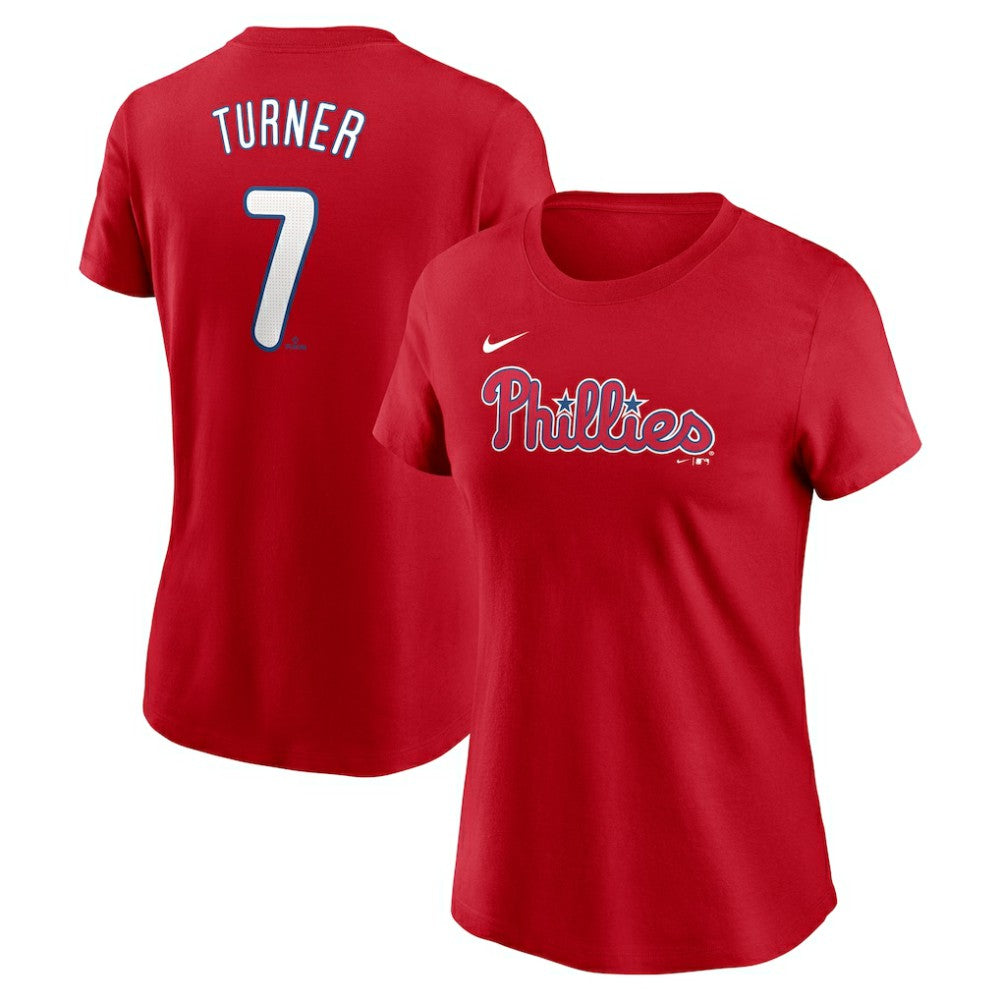 Trea Turner Philadelphia Phillies Women's Cooperstown Collection Fuse Name & Number T-Shirt - Red | Nike