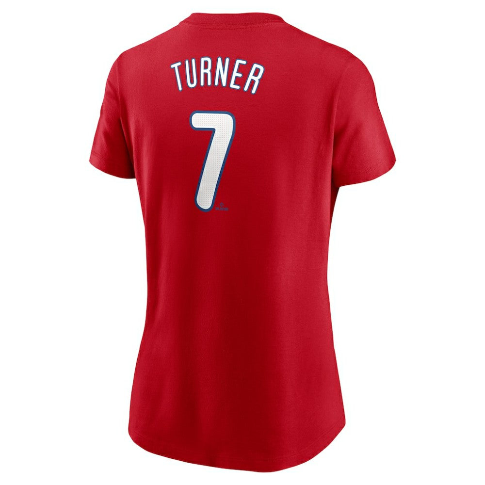 Trea Turner Philadelphia Phillies Women's Cooperstown Collection Fuse Name & Number T-Shirt - Red | Nike