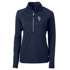 Kansas City Royals Cutter & Buck Women's City Connect Adapt Eco Knit Stretch Recycled Half-Zip Pullover Top - Navy