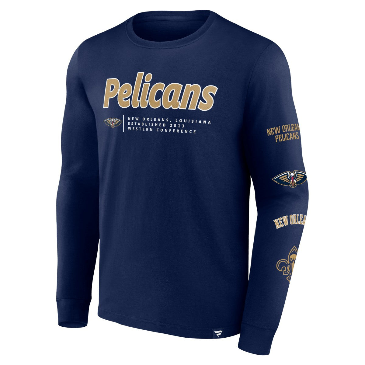 New Orleans Pelicans Baseline Long Sleeve T-Shirt - Navy | Fanatics shop