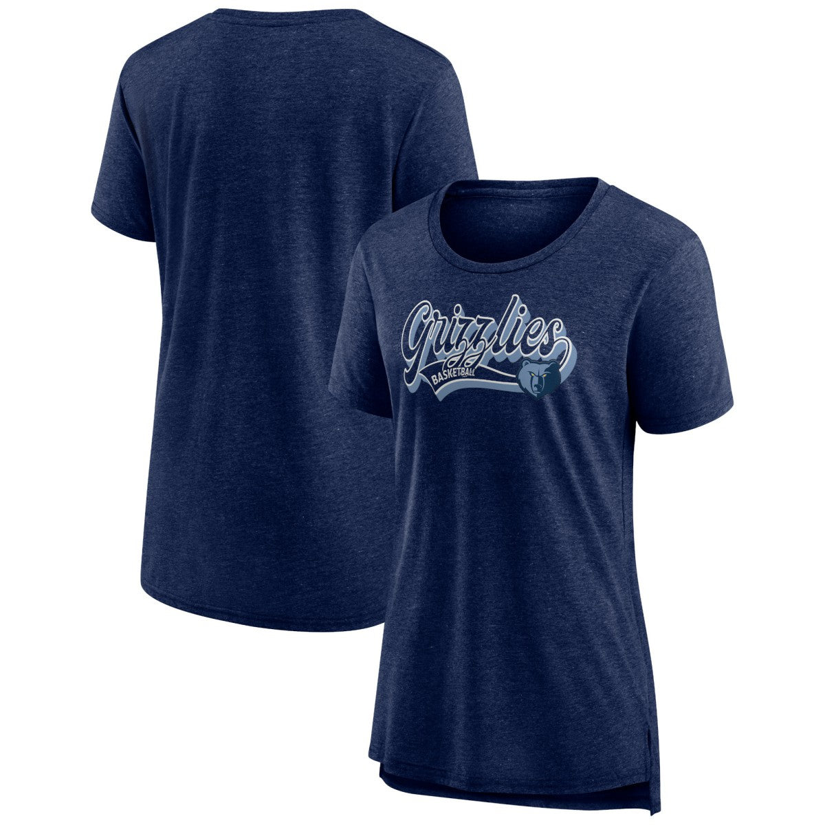 Memphis Grizzlies Women's League Leader Tri-Blend T-Shirt - Heather Navy | Fanatics for sale