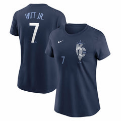 Bobby Witt Jr. Kansas City Royals Women's City Connect Fuse Name & Number T-Shirt - Navy | Nike