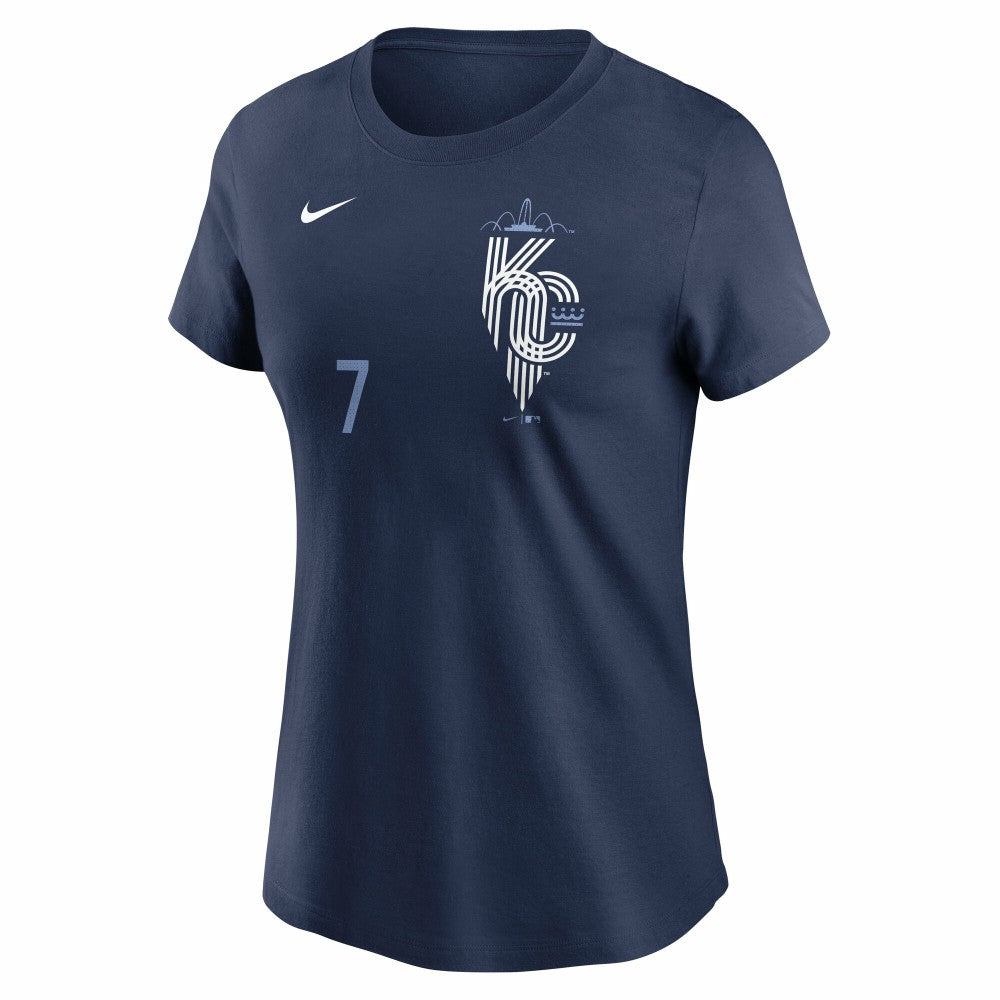 Bobby Witt Jr. Kansas City Royals Women's City Connect Fuse Name & Number T-Shirt - Navy | Nike