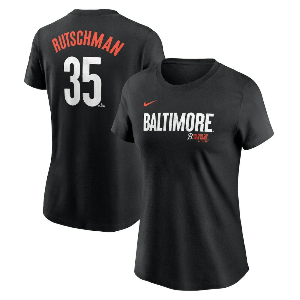 Adley Rutschman Baltimore Orioles Women's City Connect Fuse Name & Number T-Shirt - Black | Nike