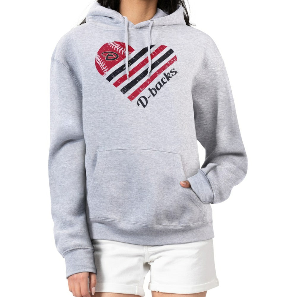 Arizona Diamondbacks G-III 4Her by Carl Banks Women's Heart Fleece Pullover Hoodie - Heather Gray
