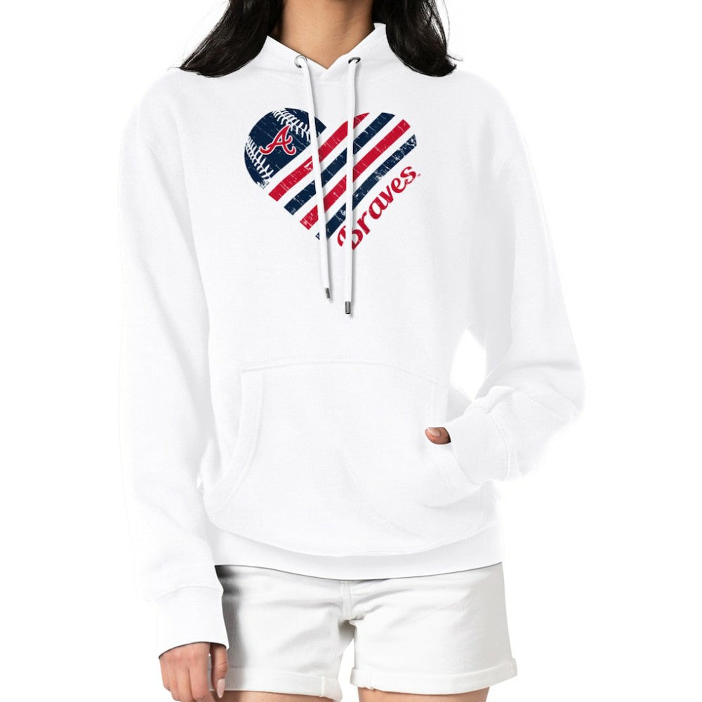 Atlanta Braves G-III 4Her by Carl Banks Women's Heart Fleece Pullover Hoodie - White
