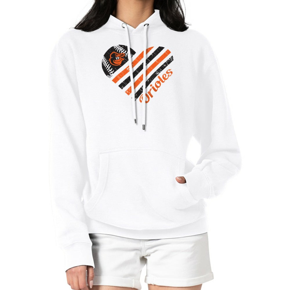 Baltimore Orioles G-III 4Her by Carl Banks Women's Heart Fleece Pullover Hoodie - White