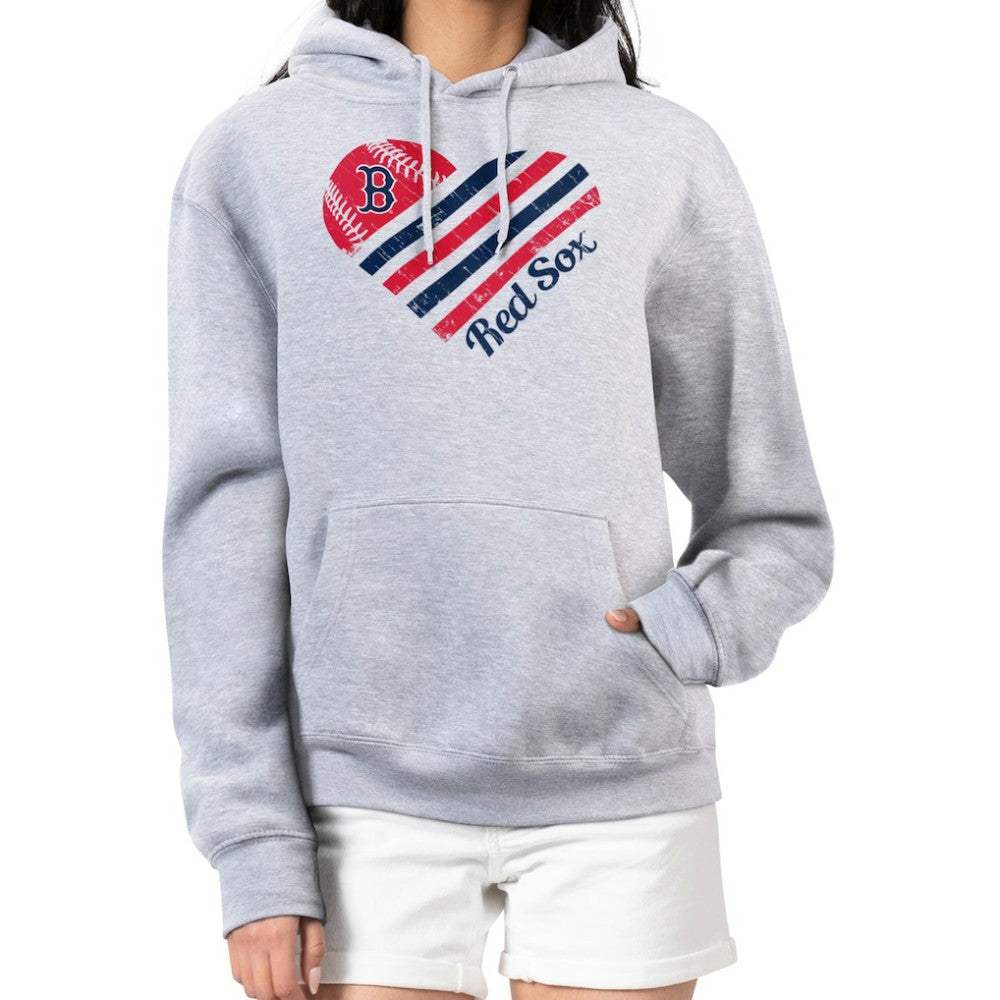 Boston Red Sox G-III 4Her by Carl Banks Women's Heart Fleece Pullover Hoodie - Heather Gray