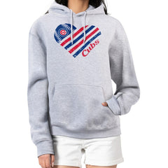 Chicago Cubs G-III 4Her by Carl Banks Women's Heart Fleece Pullover Hoodie - Heather Gray