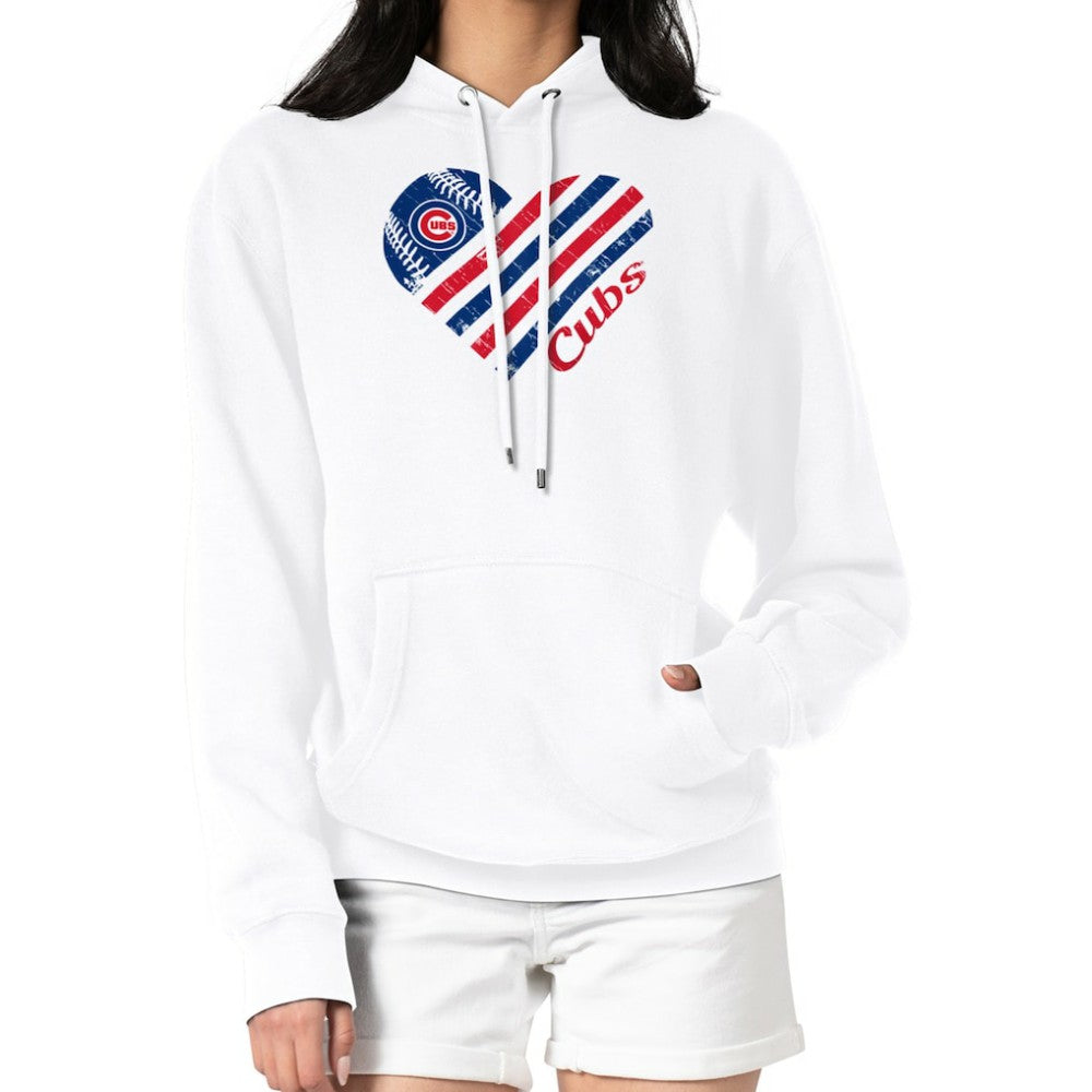 Chicago Cubs G-III 4Her by Carl Banks Women's Heart Fleece Pullover Hoodie - White