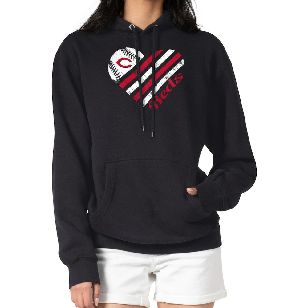 Cincinnati Reds G-III 4Her by Carl Banks Women's Heart Fleece Pullover Hoodie - Black