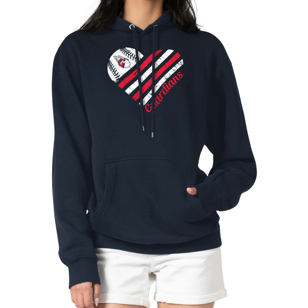 Cleveland Guardians G-III 4Her by Carl Banks Women's Heart Fleece Pullover Hoodie - Navy