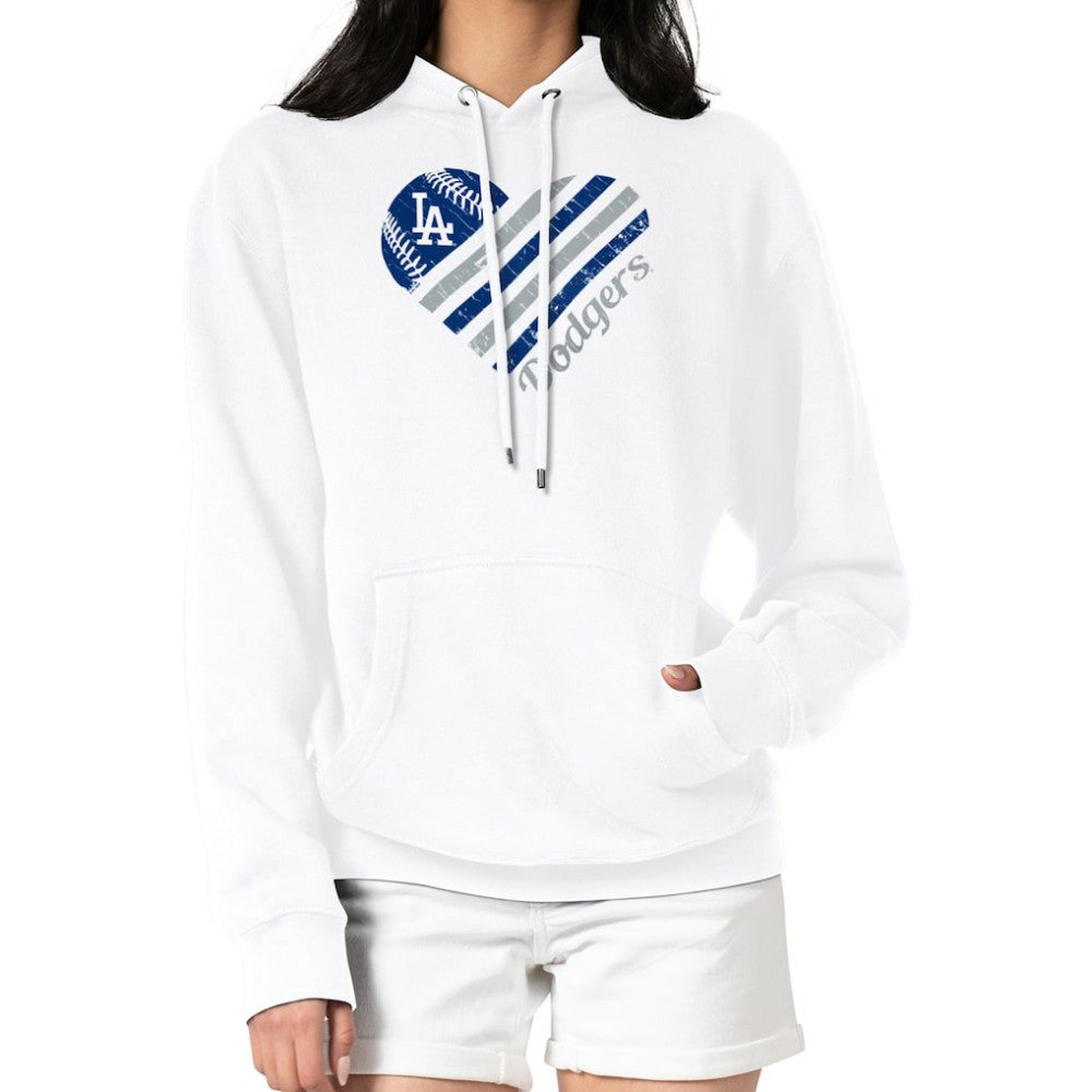 Los Angeles Dodgers G-III 4Her by Carl Banks Women's Heart Fleece Pullover Hoodie - White