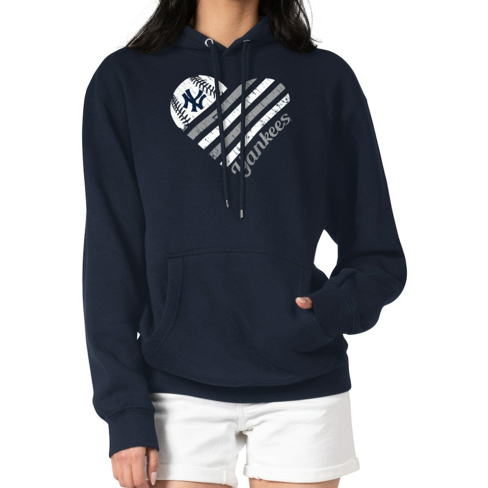 New York Yankees G-III 4Her by Carl Banks Women's Heart Fleece Pullover Hoodie - Navy