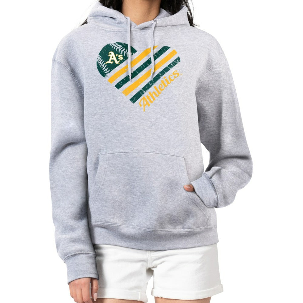 Athletics G-III 4Her by Carl Banks Women's Heart Fleece Pullover Hoodie - Heather Gray