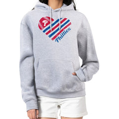 Philadelphia Phillies G-III 4Her by Carl Banks Women's Heart Fleece Pullover Hoodie - Heather Gray